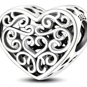 Silver Filgiree Heart Charm SALE